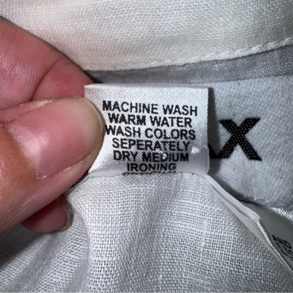 FLAX By Jeanne Engelhart Button Down White Linen Shirt Top Size Large - Picture 11 of 11